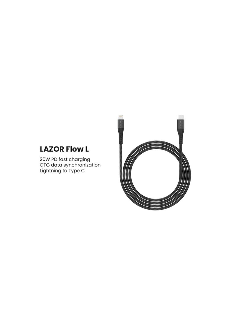 LAZOR Flow L CL90 Type-C to Lightning 20W PD Fast Charging Cable PD20W Type-C to Lightning Cable, 3M - Image 4